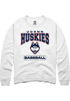 UConn Huskies Unisex Baseball White Crew Sweatshirt