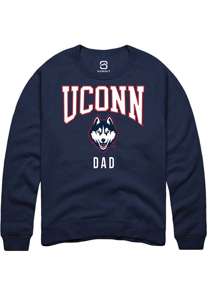 UConn Huskies Unisex Dad Navy Crew Sweatshirt