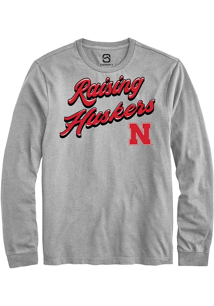 Nebraska Cornhuskers Grey RAISING MASCOTS Long Sleeve T-Shirt