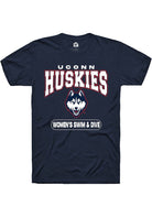 UConn Huskies Unisex Womens Swim and Dive Navy Short Sleeve T-Shirt
