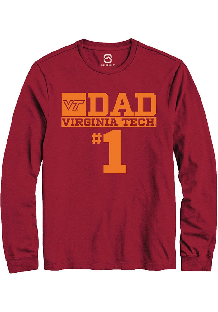 Virginia Tech Hokies Maroon No 1 Dad Long Sleeve T-Shirt