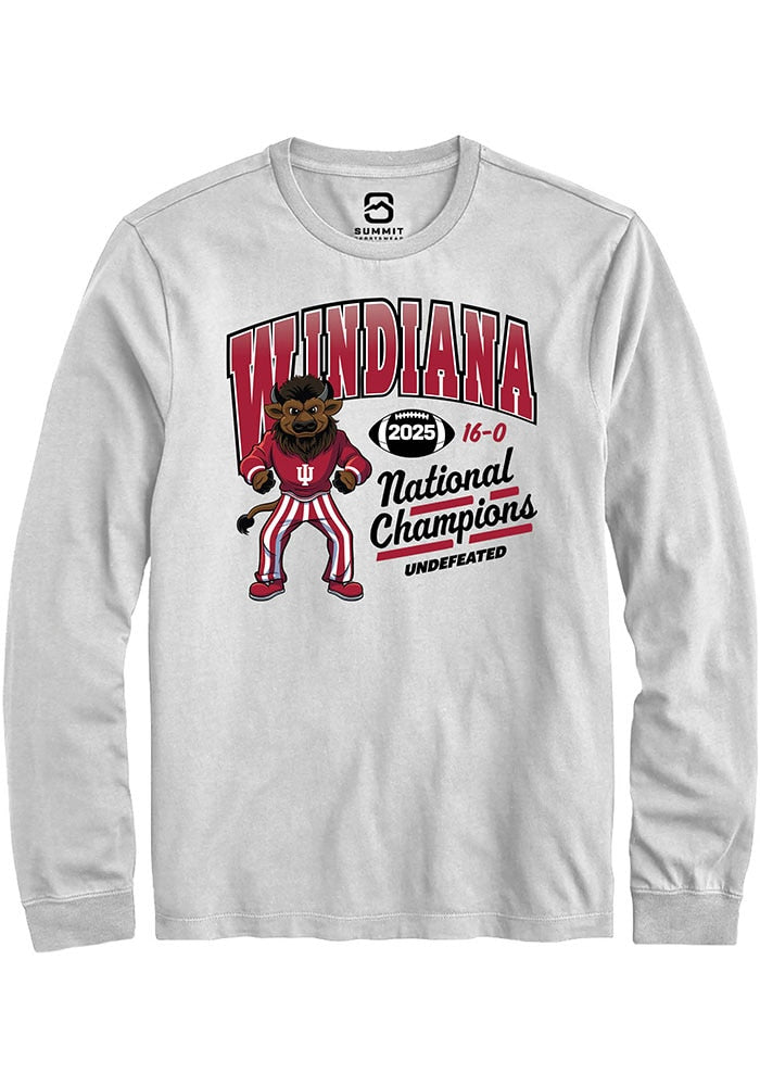 Indiana Hoosiers Unisex White Windiana Arch 2025 National Champions Long Sleeve T-Shirt
