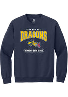 Drexel Dragons Mens Navy Blue Womens Swim and Dive Long Sleeve Crew Sweatshirt