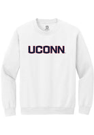 UConn Huskies Unisex Straight Block White Crew Sweatshirt