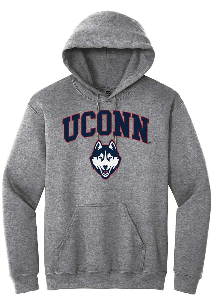 UConn Huskies Unisex Arch Logo Heather Graphite Hoodie