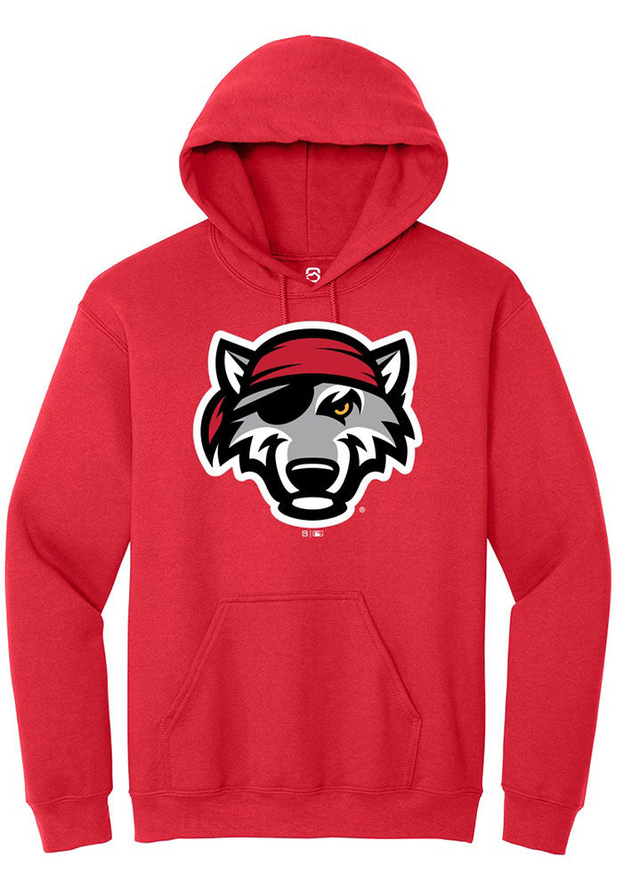 Erie Seawolves Unisex Red Primary Logo Unisex Hoodie